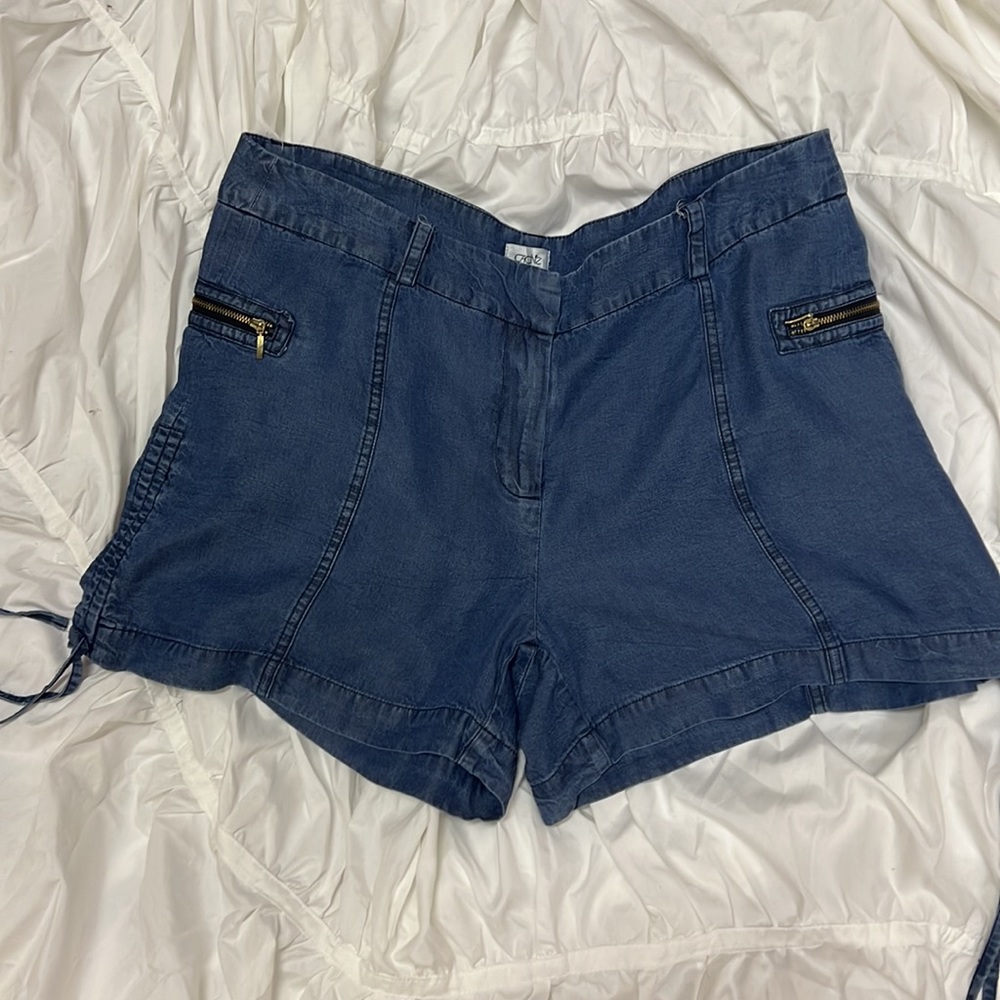 Cache Blue Denim Tencel Women's Shorts With Side Ties Sz.12